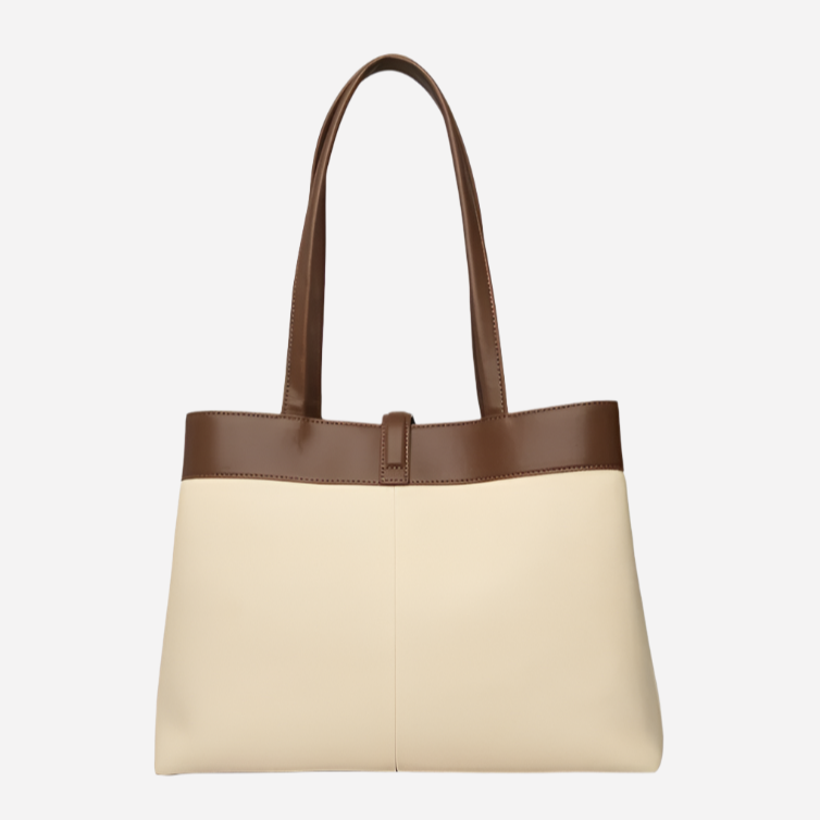 Luxurious Textured Tote Bag by Sasha with Double Handles and Twist Lock