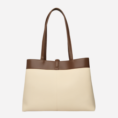 Luxurious Textured Tote Bag by Sasha with Double Handles and Twist Lock